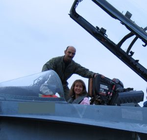 Kate in an F-18F cockpit